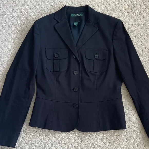 Lauren Ralph Lauren Women's Cropped Black Blazer Size 6 - Picture 1 of 6